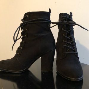 Lace up black booties
